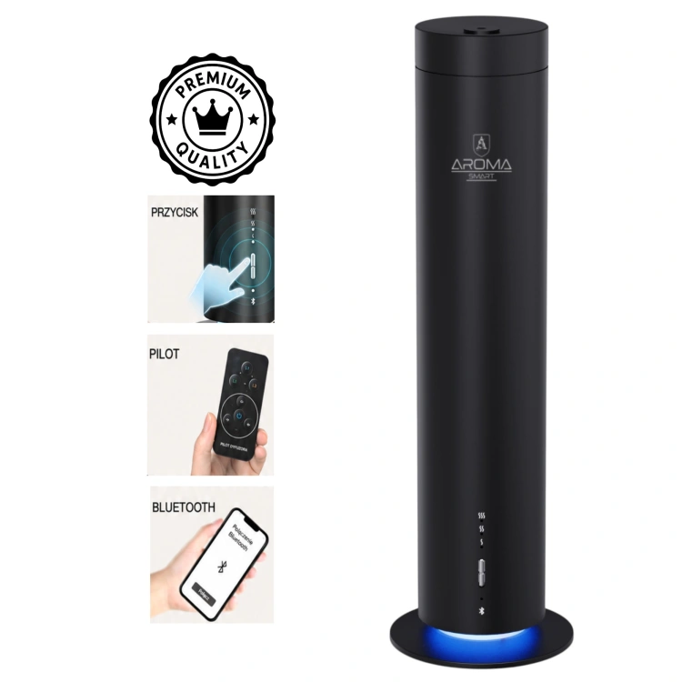 Aroma-Smart-Tower-Black-front-blue-light-funkcje.jpg