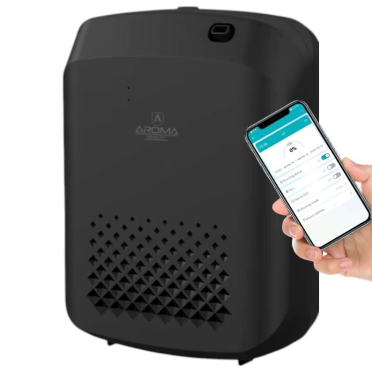 Dyfuzor zapachowy Aroma Smart Diamond Black na aplikację - widok ze smartfonem